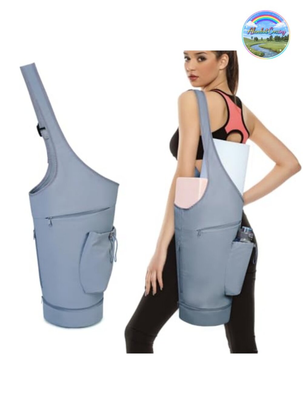 Large Opening Yoga Mat Bag Tote Waterproof Wet Pocket Adjustable Strap